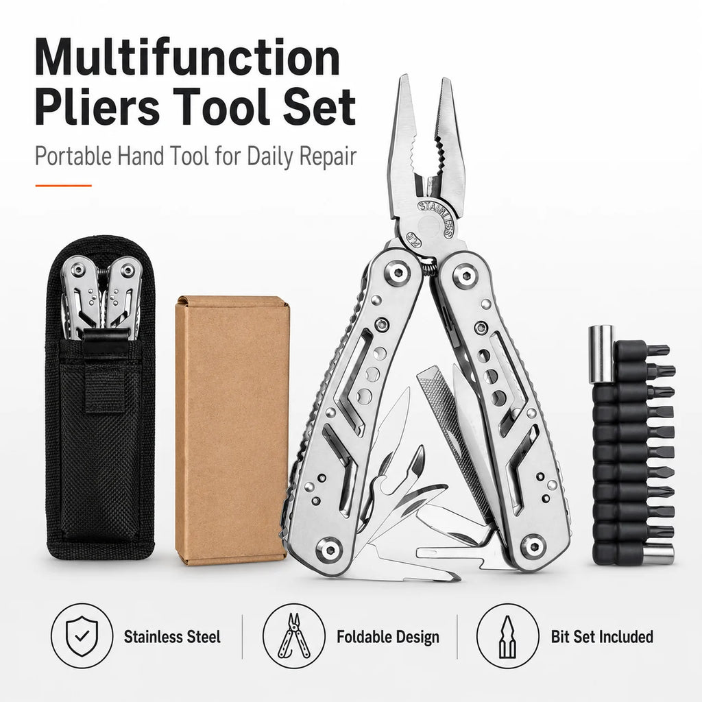 Multifunctionele Tangenset met Bits en Draagtas, Opvouwbaar