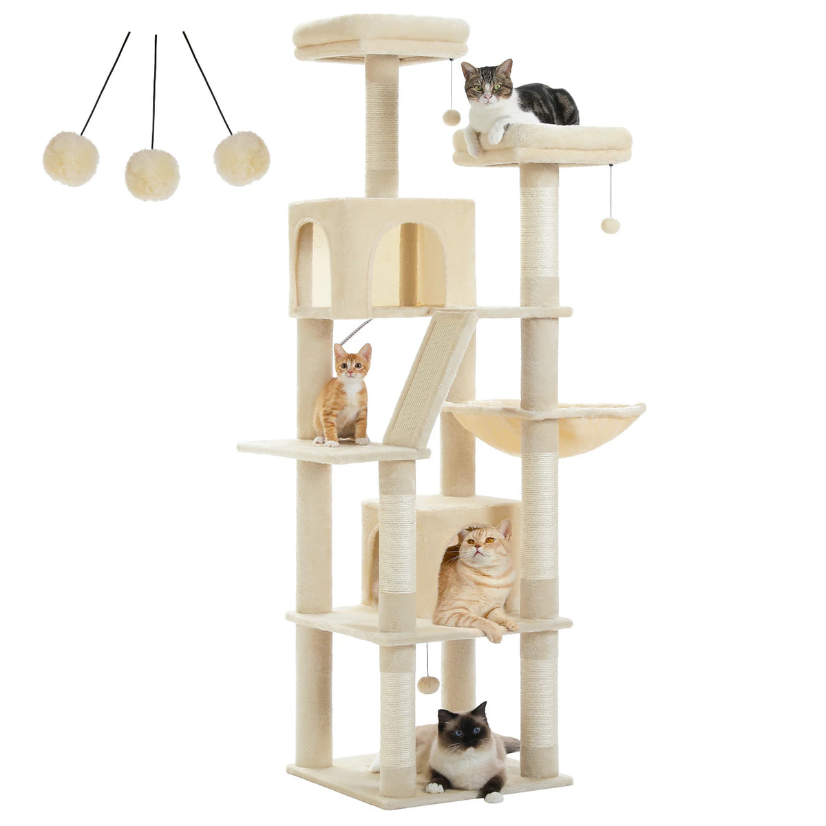 Grote kattenboom met krabpalen, 180 cm
