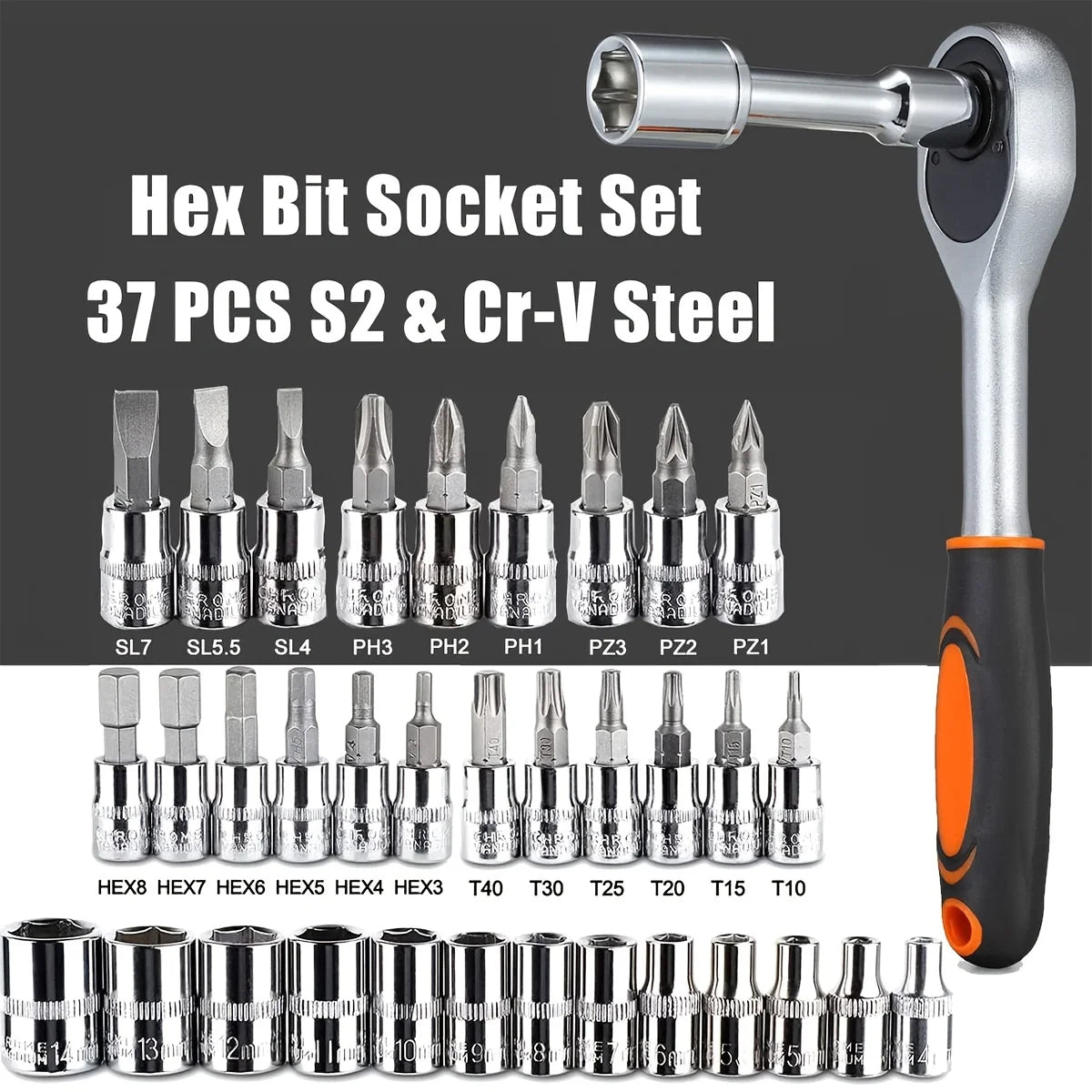 46-delige Dopsleutelset 1/4", Gereedschapskoffer voor Auto en Huis