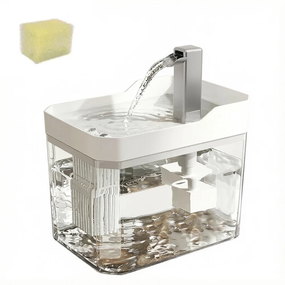 Kattenfontein 1,5 L met Filter en Stille USB-pomp, Transparant