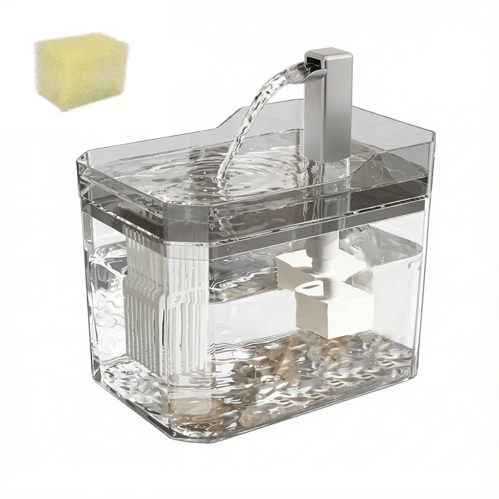 Kattenfontein 1,5 L met Filter en Stille USB-pomp, Transparant