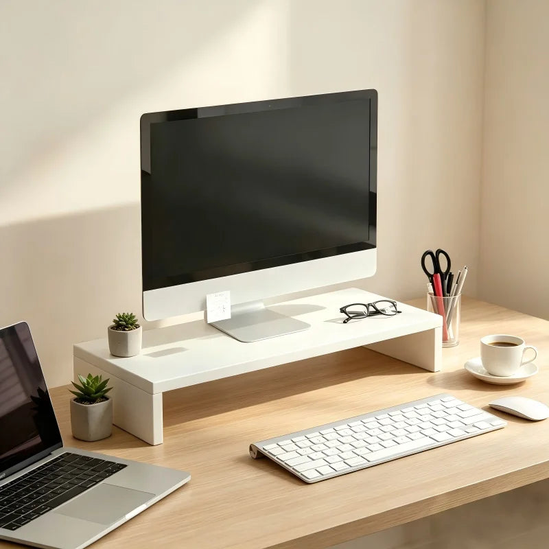Ergonomische Laptop- en Monitorstandaard met Opbergruimte, Zwart