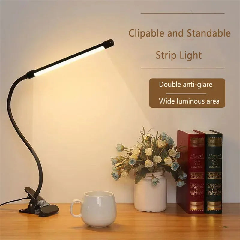 LED Klemlamp voor Bureau, Verstelbaar met Oogbescherming, Zwart