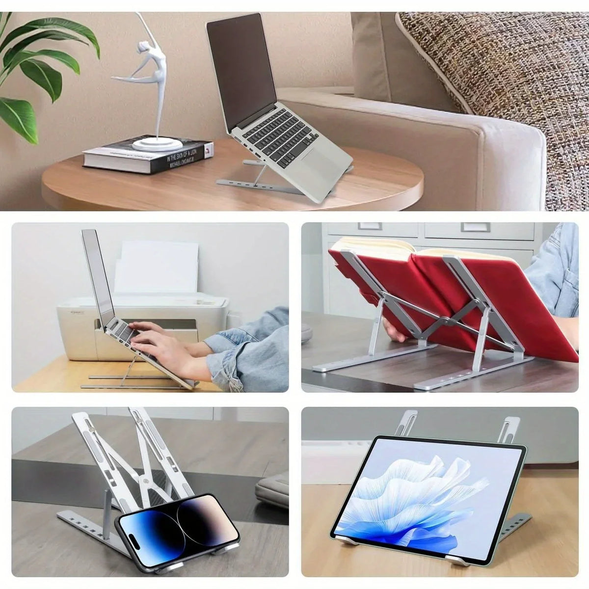 Verstelbare Aluminium Laptopstandaard, Inklapbaar
