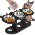 Verhoogde Kattenvoerbak met Standaard, Hout en RVS