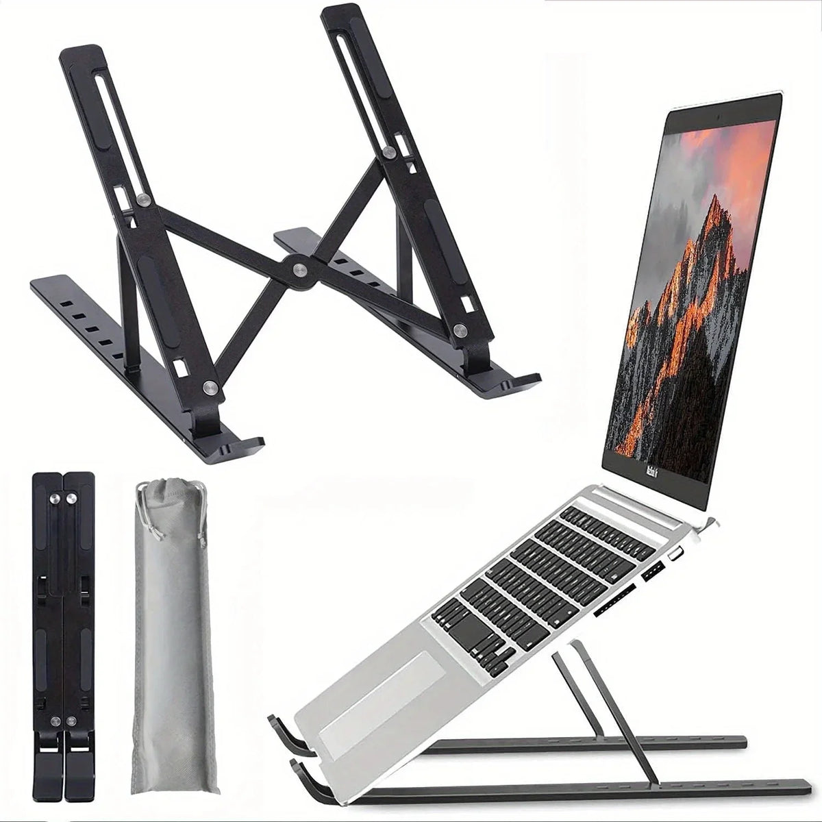 Verstelbare Aluminium Laptopstandaard, Inklapbaar