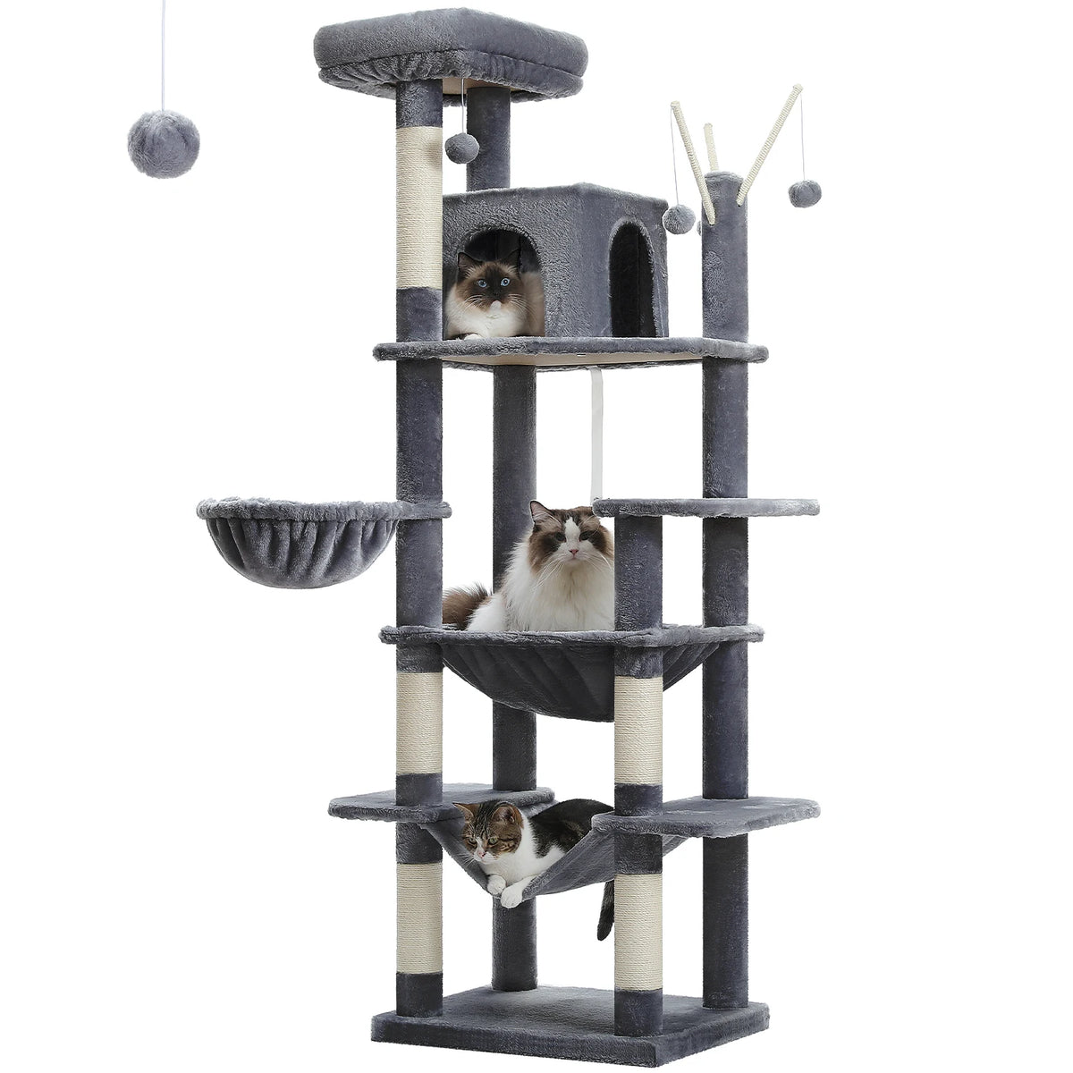 Grote kattenboom met krabpalen, 180 cm