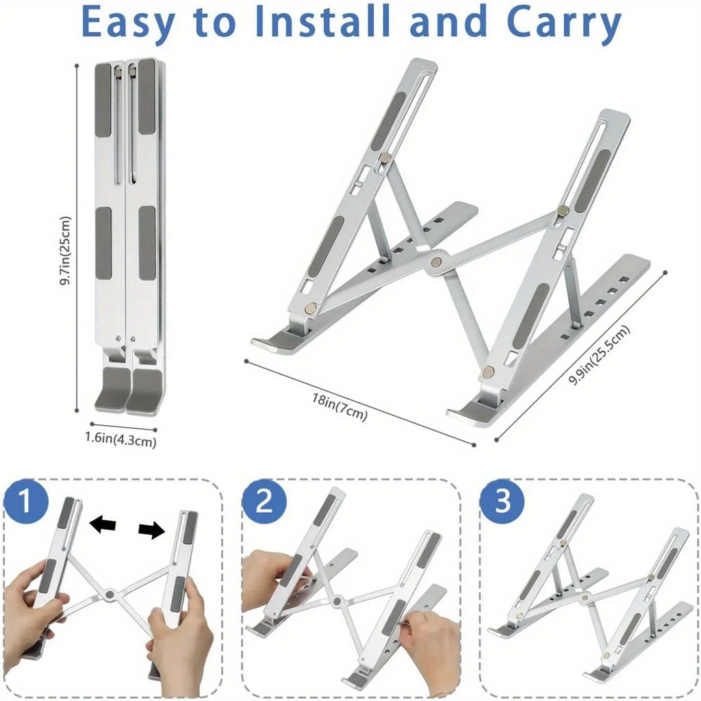 Verstelbare Aluminium Laptopstandaard, Inklapbaar