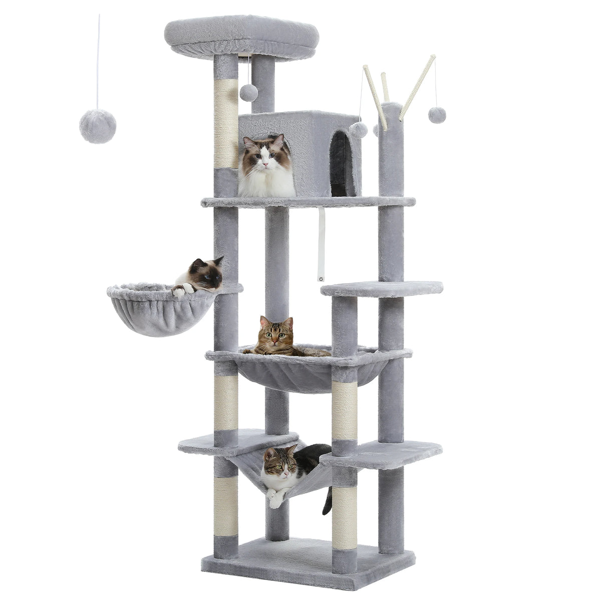 Grote kattenboom met krabpalen, 180 cm