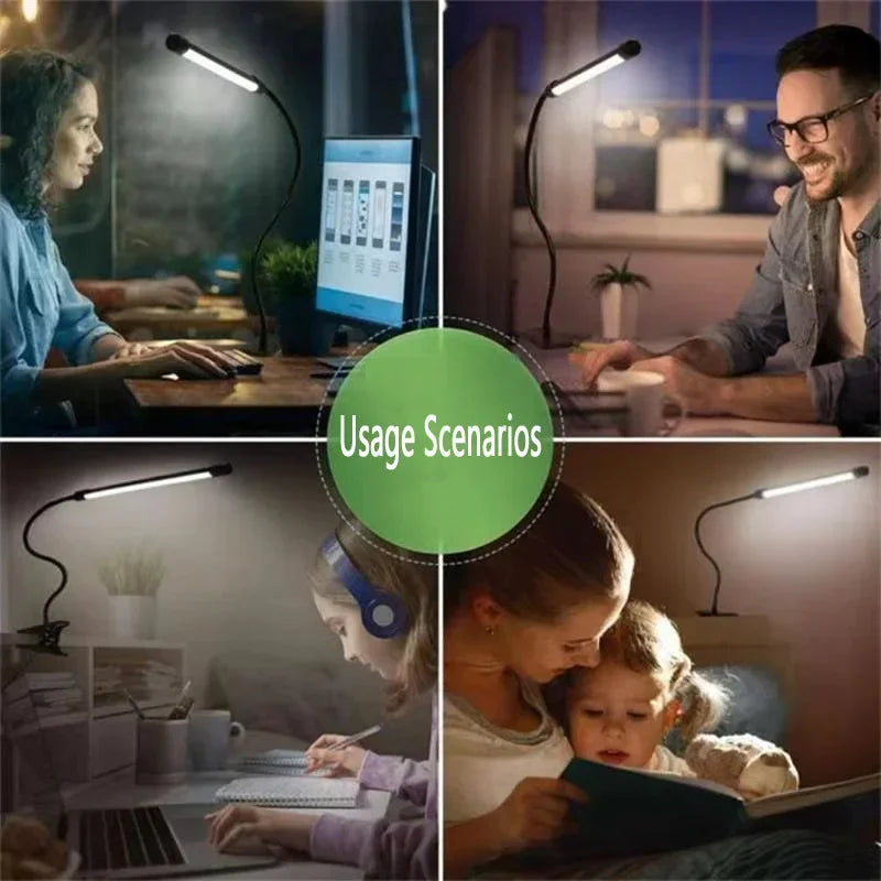 LED Klemlamp voor Bureau, Verstelbaar met Oogbescherming, Zwart
