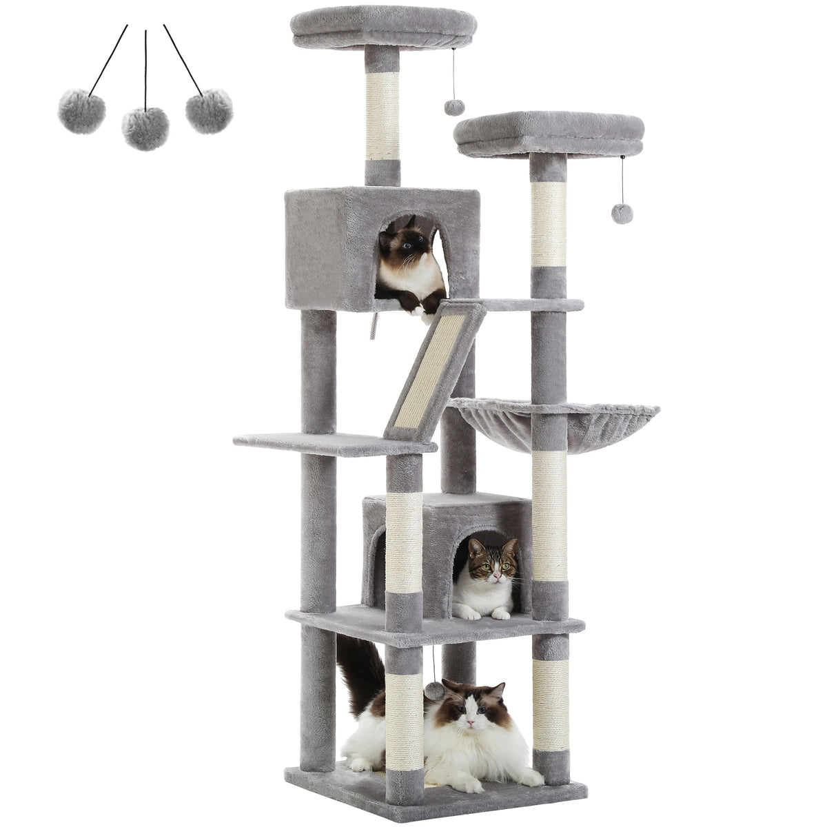 Grote kattenboom met krabpalen, 180 cm