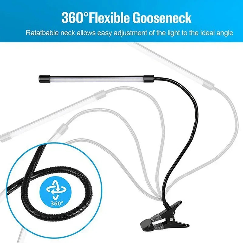 LED Klemlamp voor Bureau, Verstelbaar met Oogbescherming, Zwart
