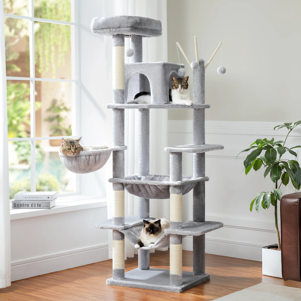 Grote kattenboom met krabpalen, 180 cm